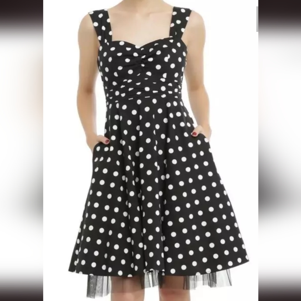 Hot Topic Black and White Polka Dot Swing Dress